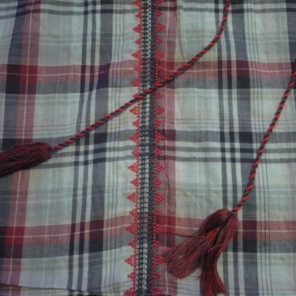 Anthropologie Solitaire Plaid Tassel Boho Tank Top Tunic Cotton Small - Picture 9 of 10
